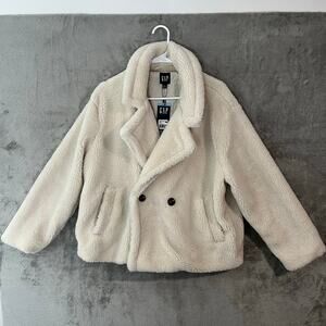 GAP Teddy Sherpa Coat Minimalist Cozy Winter Cream Fleece Quiet Luxury Large New